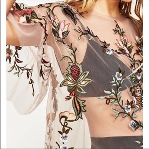 ZARA mesh top with embroidery